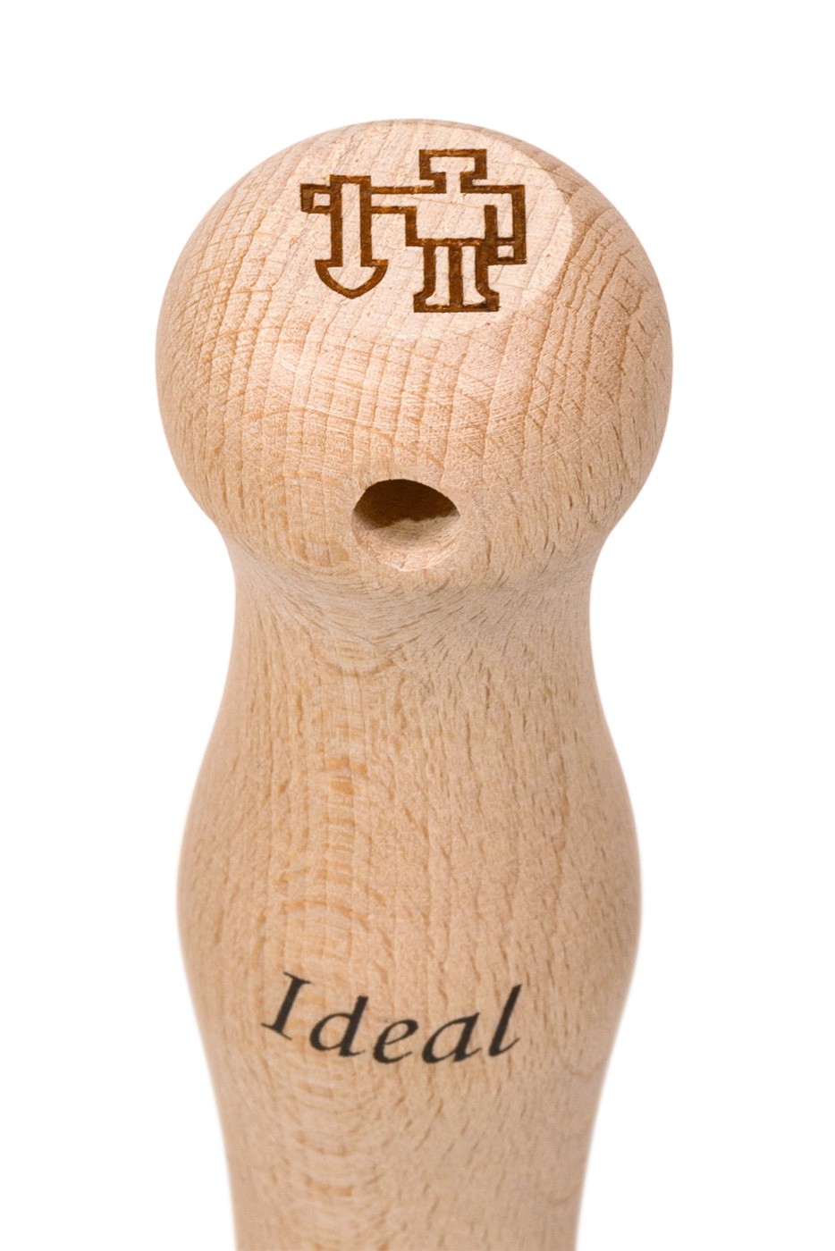 Beech wood handle with branding iron mark „IDEAL“