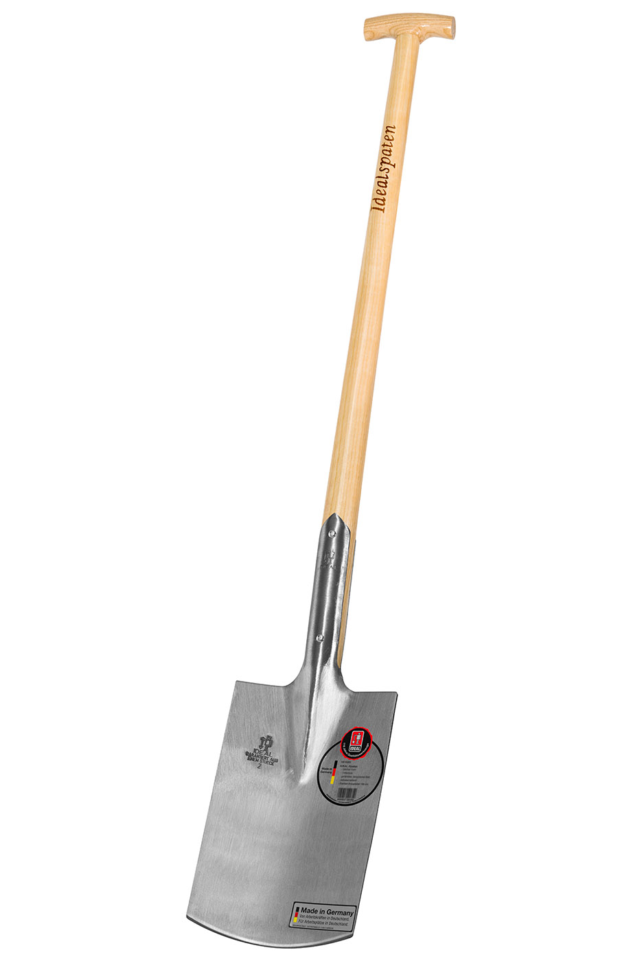 Ash straight Ideal Spade T-Handle finely sanded all Pioneer-Spade Raw 